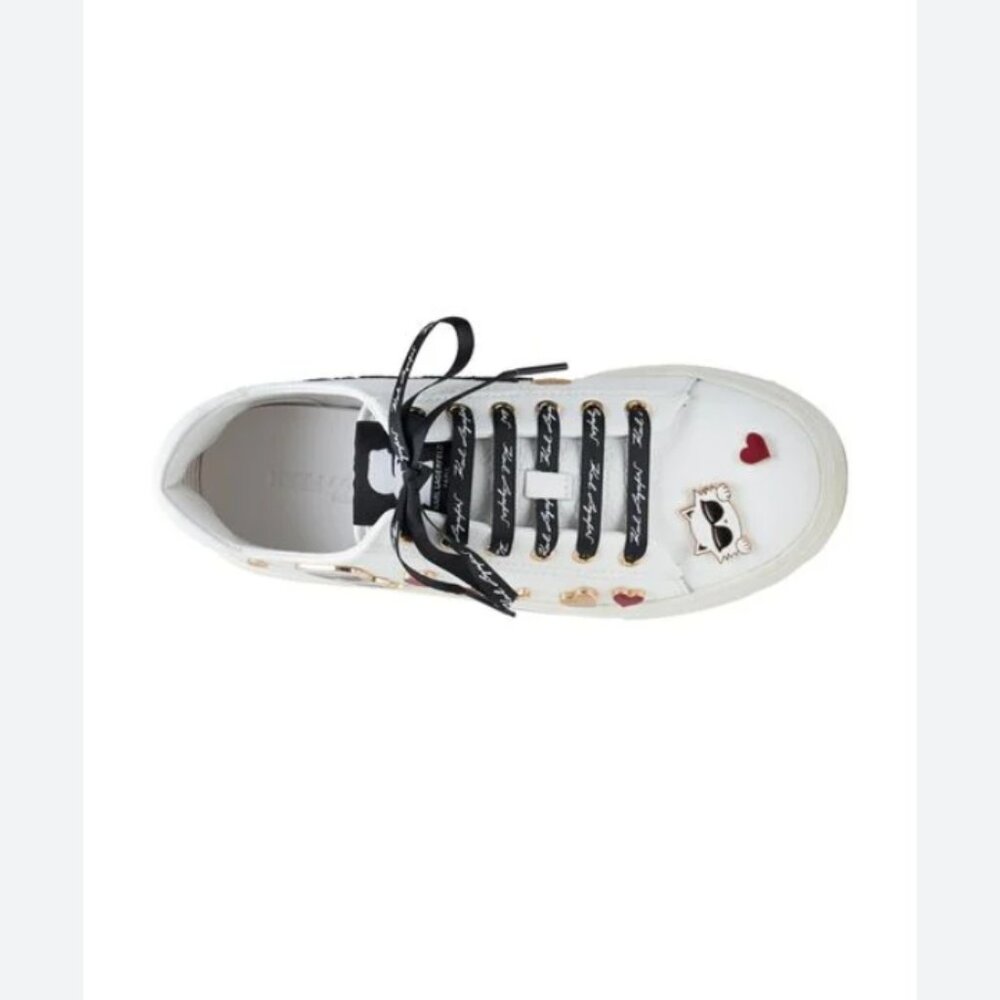 Karl Lagerfeld Paris Cate Pins Sneakers White Lace-up Size 6 Like New - Picture 2 of 8